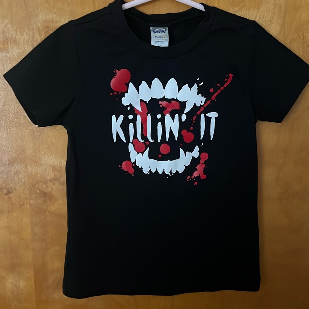 Kavio Toddler Boys Black “Killin IT” Short Sleeve Shirt